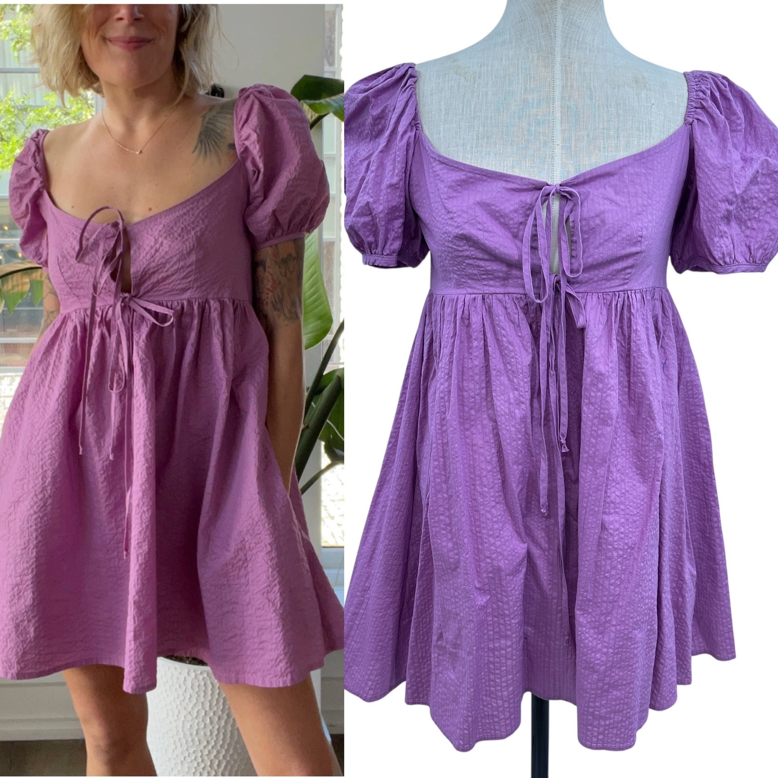 Ciao Lucia Ischia Dress Mini Puff Sleeve Orchid Purple Pink Size Xs